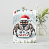 Schattigee Jumping Spider kerst Kaart (Staand voorkant)