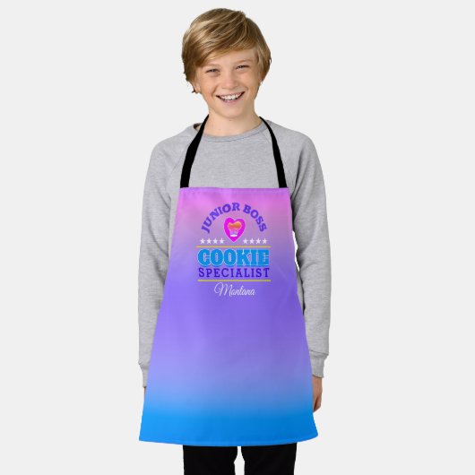 Schattigee Junior Boss COOKIE Specialist met Jouw  Schort (Gedragen)