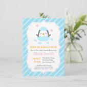 Schattigee Just Hatched Penguin Baby Shower Uitnod Kaart (Staand voorkant)