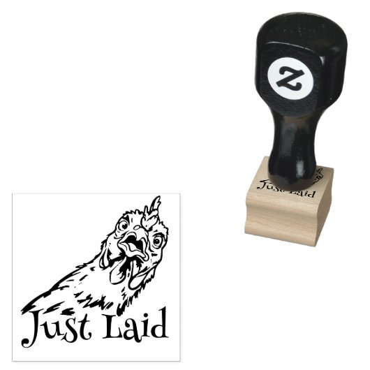 Schattigee "Just laid" mini kippenei stempel (Gestempeld)