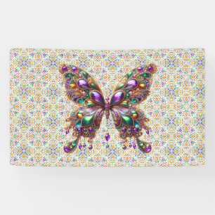 Schattigee juwelen Mardi Gras vlinder Spandoek