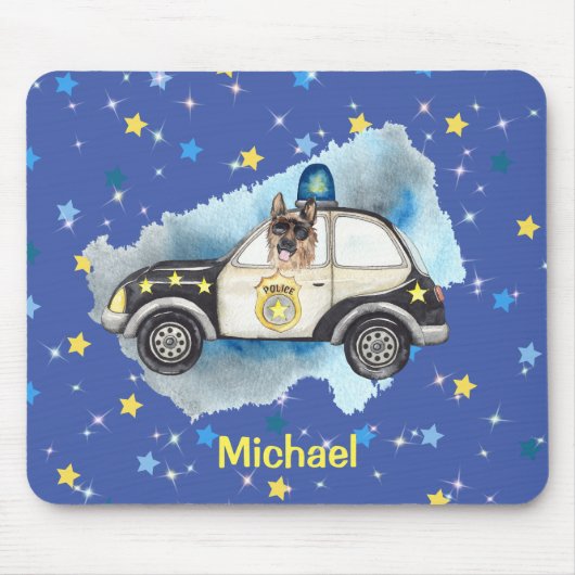 Schattigee K-9 in een politieauto Muismat (Voorkant)