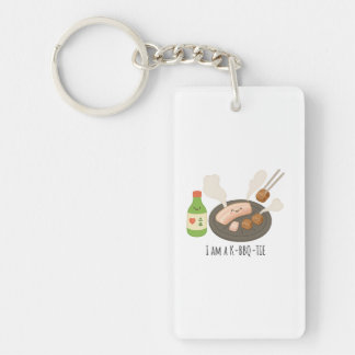 Schattigee K-BBQ en Soju-illustratie - Koreaanse v Sleutelhanger