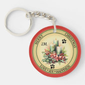 Schattigee Kaarsen Kat Kerst Dubbelzijdig Sleutelhanger (Voorkant)