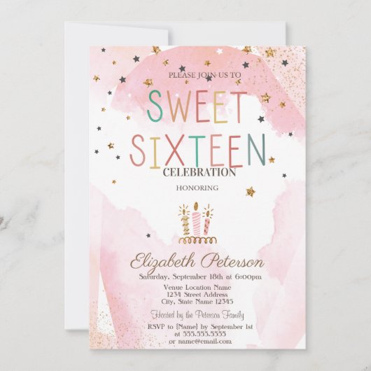 Schattigee Kaarsen Sterren Kleurrijk Zoet 16 Kaart (Voorkant)