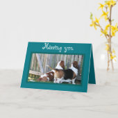 Schattigee  Kaart "Missing You" met Bassets (Gele Bloem)