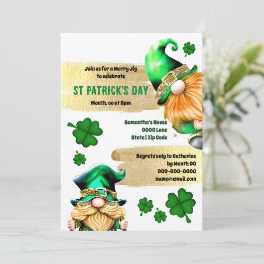 Schattigee kabouter kabouters goud groen fun moder kaart (Staand voorkant)