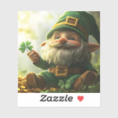 Schattigee kabouter leprechaun met klavertjes en k sticker (Vel)