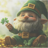 Schattigee kabouter leprechaun met klavertjes en k sticker (Voorkant)