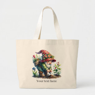 Schattigee kabouter tuinliefhebbers Groot Grote Tote Bag