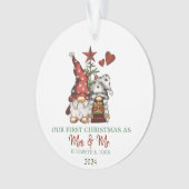 Schattigee kabouters dennenboom onze eerste kerst ornament (voorkant)