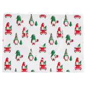 Schattigee kabouters kerstboom op  rode auto groot cadeauzakje (Achterkant)