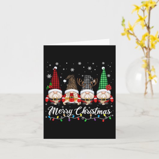 Schattigee kabouters Merry Christmas Light Gnome F Kaart (Gele Bloem)