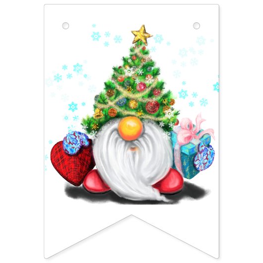 Schattigee kabouters Vrolijk Kerstfeest Bunting Fl Vlaggetjes (Eerste vlag)