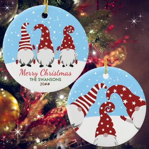 Schattigee kabouters Vrolijk Kerstfeest Gepersonal Keramisch Ornament