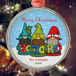 Schattigee kabouters Vrolijk Kerstfeest Gepersonal Metalen Ornament