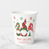 Schattigee kabouters vrolijk kerstfeest papieren bekers (Voorkant)