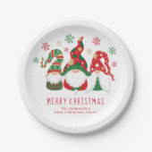 Schattigee kabouters vrolijk kerstfeest papieren bordje (Voorkant)