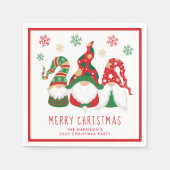 Schattigee kabouters vrolijk kerstfeest servet (Voorkant)