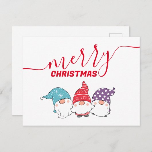 Schattigee kabouters vrolijk kerstkalligrafiescrip feestdagenkaart (Voorkant / Achterkant)