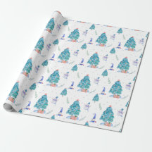 Schattigee kabouters Waterverf Blue Christmas Snow
