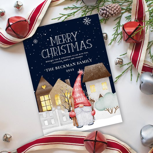 Schattigee kabouters Winter Sneeuw MerryChristmas  Feestdagenkaart