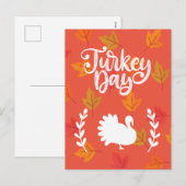 Schattigee kalkoen dag vorm met kleurrijke bladere feestdagenkaart (Voorkant / Achterkant)