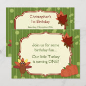 Schattigee kalkoen en pompoenen Thanksgiving 1e Ve Kaart (Voorkant / Achterkant)