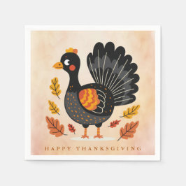 Schattigee kalkoen Happy Thanksgiving servetten