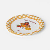 Schattigee kalkoen pompoen Happy Thanksgiving Part Papieren Bordje (Gekanteld)