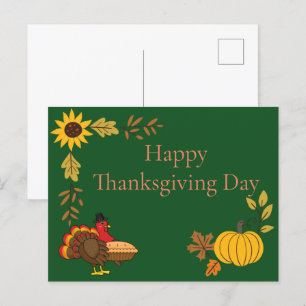 Schattigee kalkoen pompoen taart Thanksgiving   pe Briefkaart