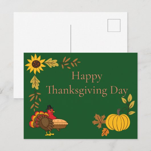 Schattigee kalkoen pompoen taart Thanksgiving | pe Briefkaart (Voorkant / Achterkant)