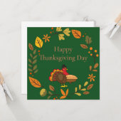 Schattigee kalkoen pompoen taart Thanksgiving | pe Kaart (Voorkant / Achterkant in situ)