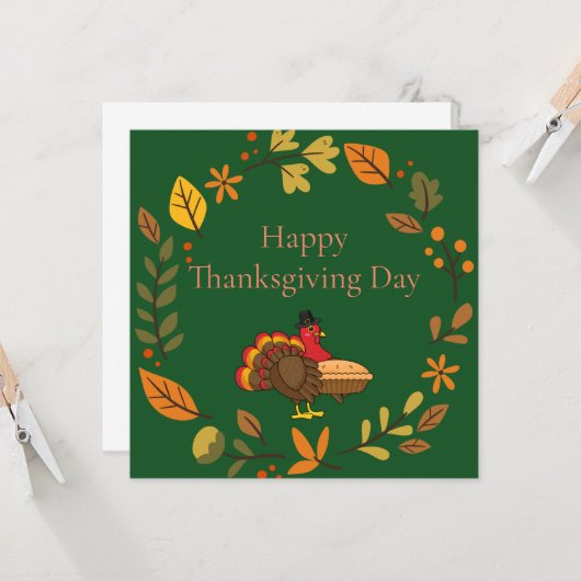 Schattigee kalkoen pompoen taart Thanksgiving | pe Kaart (Voorkant / Achterkant in situ)