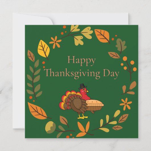 Schattigee kalkoen pompoen taart Thanksgiving | pe Kaart (Voorkant)