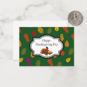 Schattigee kalkoen pompoen taart Thanksgiving | pe Notitiekaartje (Voorkant / Achterkant in situ)