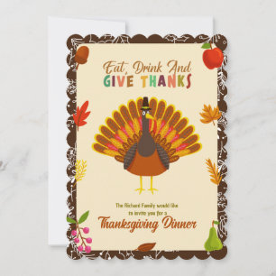 Schattigee kalkoen Thanksgiving Diner Koffie Kaart