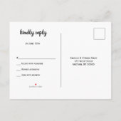 Schattigee kalligrafie bruiloft RSVP briefkaarten (Achterkant)