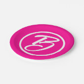 Schattigee kalligrafie Monogram Letter Hot Pink Papieren Bordje (Gekanteld)