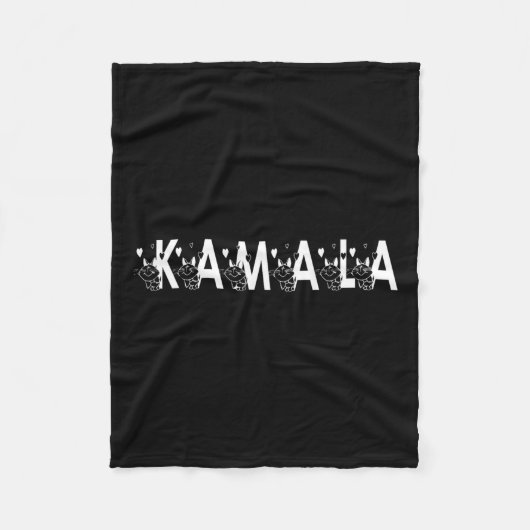 Schattigee Kamala Cat Letter Lettertype Grafisch Fleece Deken (Voorkant)