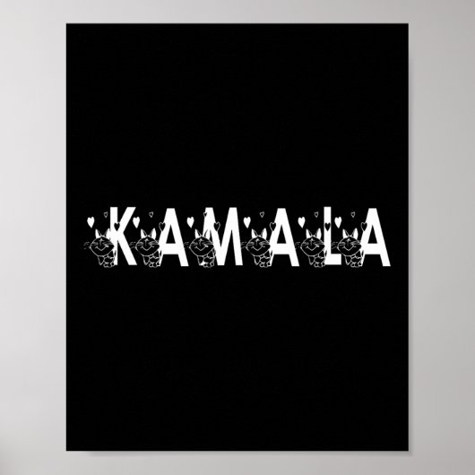 Schattigee Kamala Cat Letter Lettertype Grafisch Poster (Voorkant)