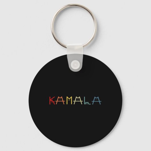 Schattigee Kamala Harris Cat belettering positief Sleutelhanger (Voorkant)