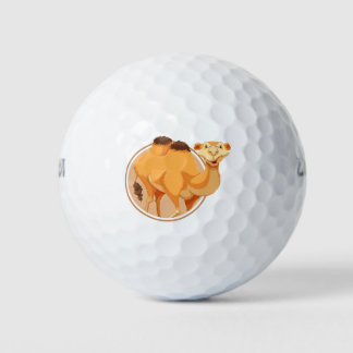 Schattigee kameel in een cirkel golfballen
