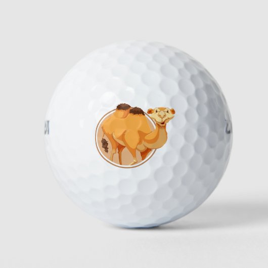 Schattigee kameel in een cirkel golfballen (Voorkant)