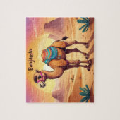 Schattigee kameel in woestijn gepersonaliseerd Kin Legpuzzel (Verticaal)