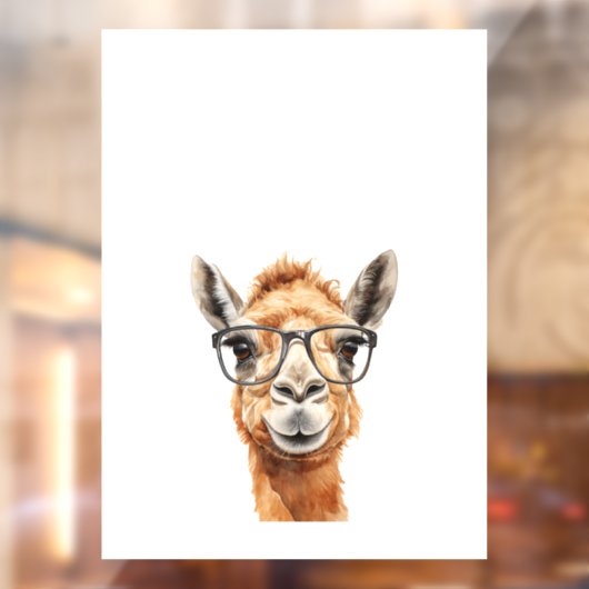 Schattigee kameel met bril raamsticker (Vel 2)