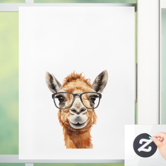 Schattigee kameel met bril raamsticker (Huis)