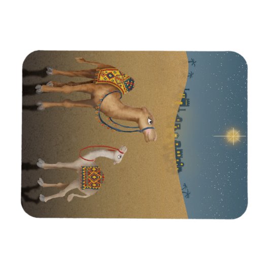 Schattigee kamelen in Bethlehem Kerstmagneet Magneet (Horizontaal)