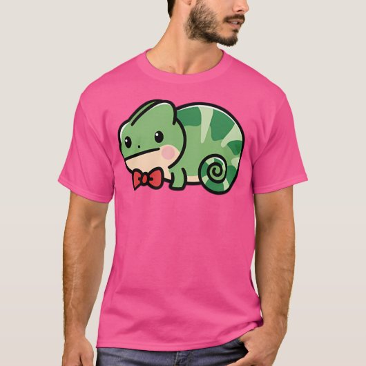 Schattigee Kameleon Kawaii Bow Stropdas Zoo Dagtri T-shirt (Voorkant)