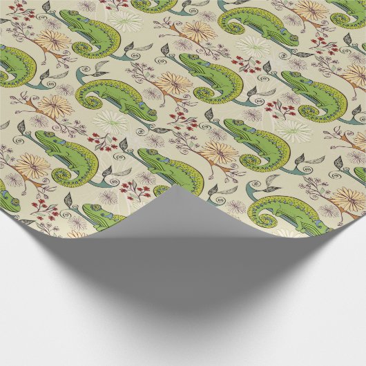 Schattigee kameleonhagedis cadeaupapier (Hoek)